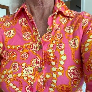 Lilly Pulitzer Mardi Gras colorful blouse